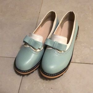 Baby blue saddle shoes